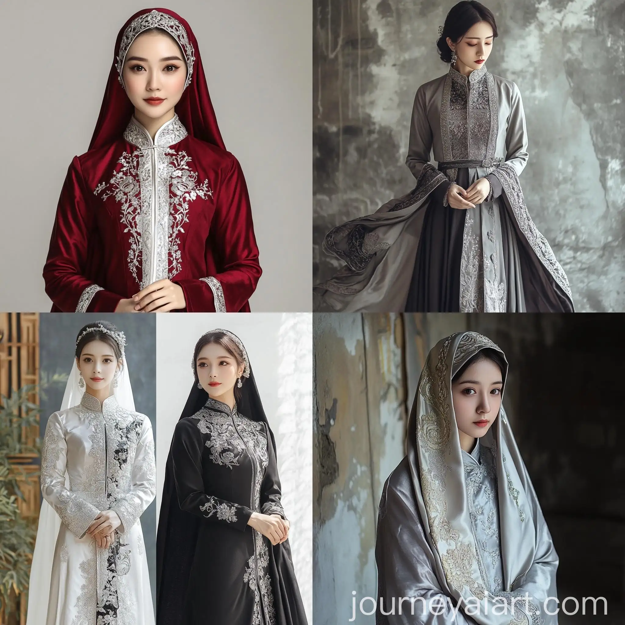 Elegant-Fusion-Chinese-Qi-Pao-and-Muslim-Cloth-with-Silver-Nuance