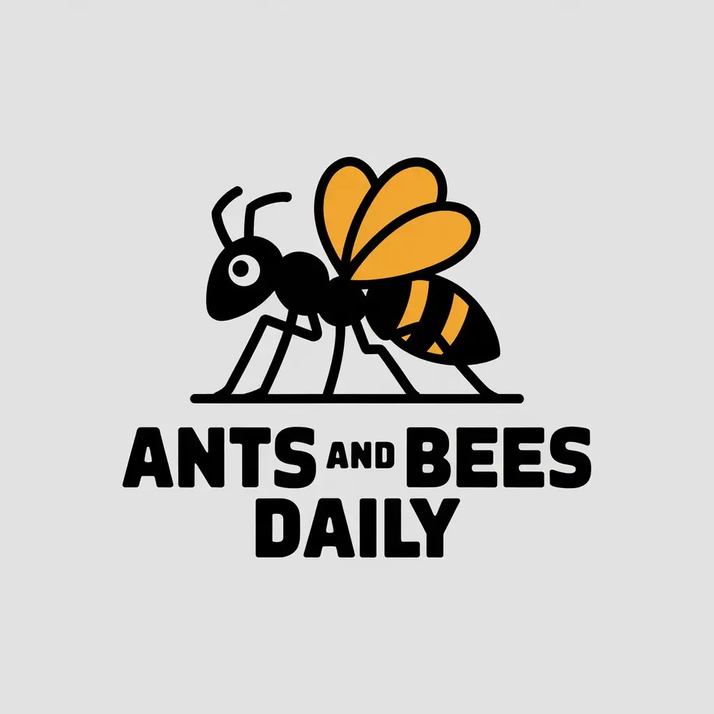 LOGO Design For Ants And Bees Daily Vector Logo with Ant and Bee on Clear Background