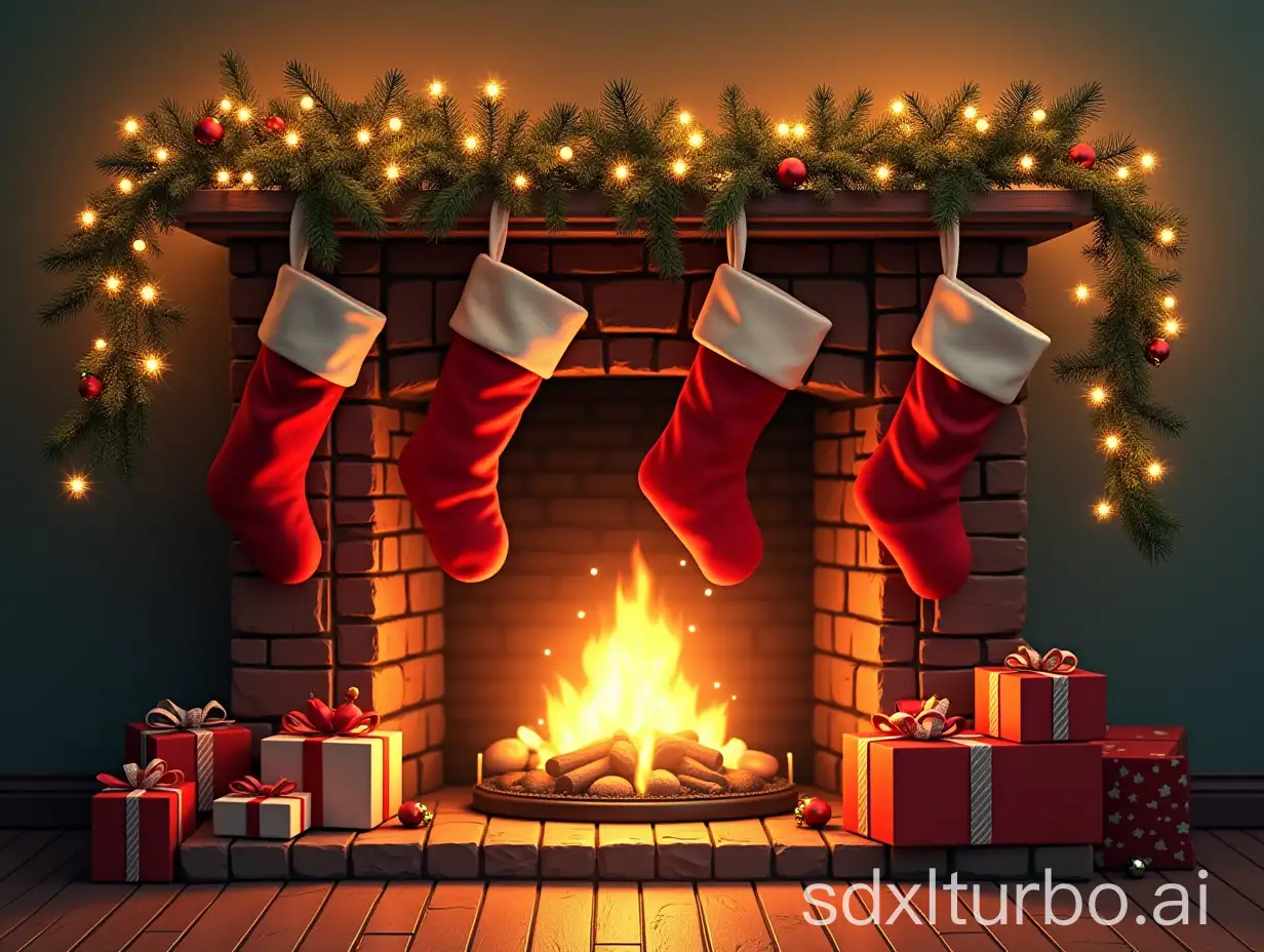 Festive-Christmas-Banner-with-Fireplace-Stockings-and-Gifts