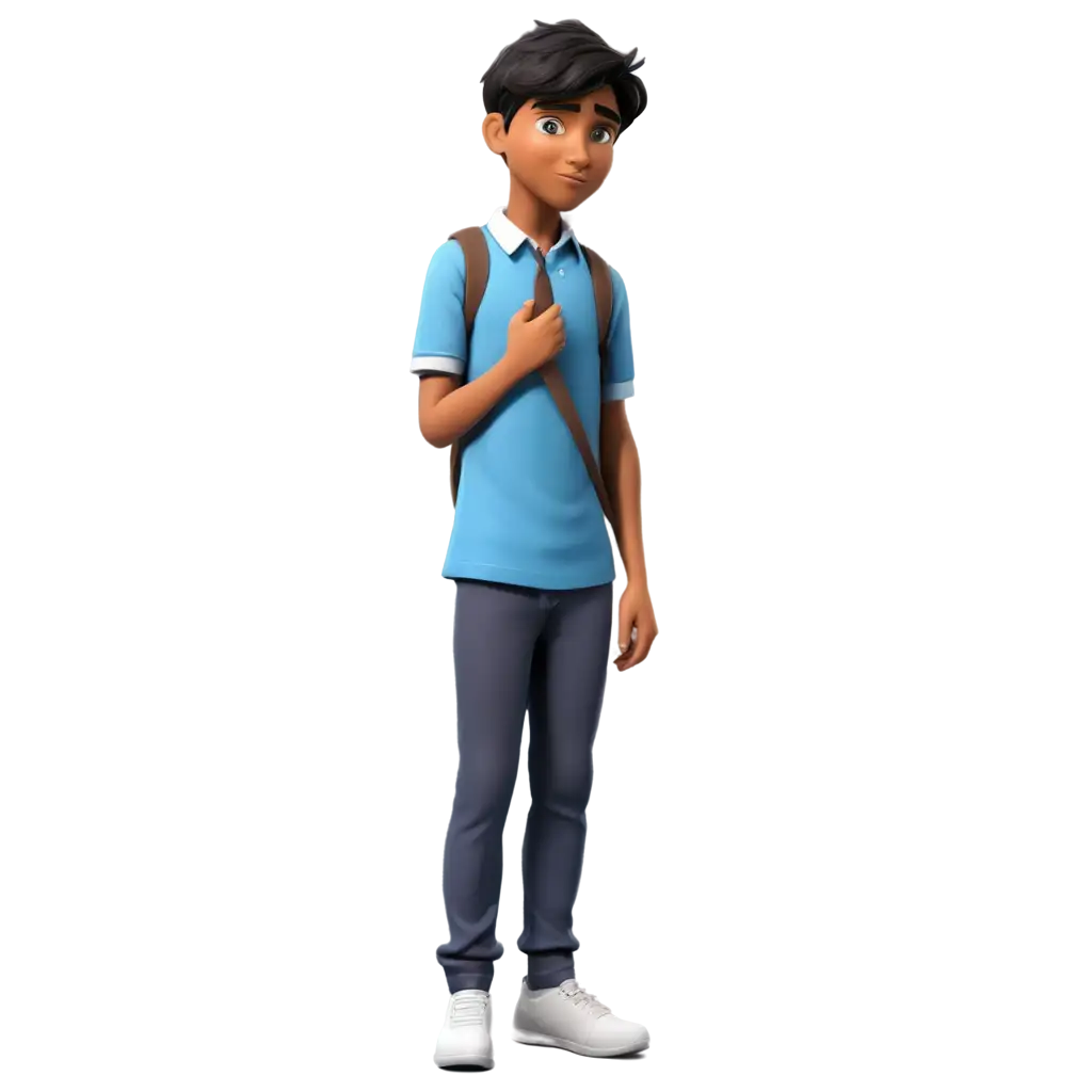 3D-Rendered-PNG-of-a-Thoughtful-15YearOld-Indian-Boy-in-School-Uniform