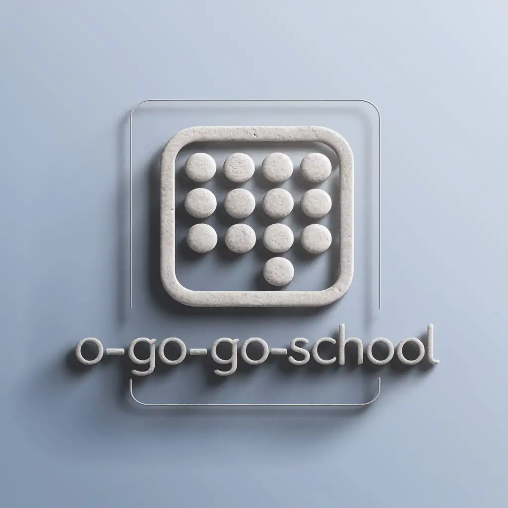 a logo design,with the text "o-go-go-school", main symbol:Stone for Go game,Minimalistic,be used in Sports Fitness industry,clear background