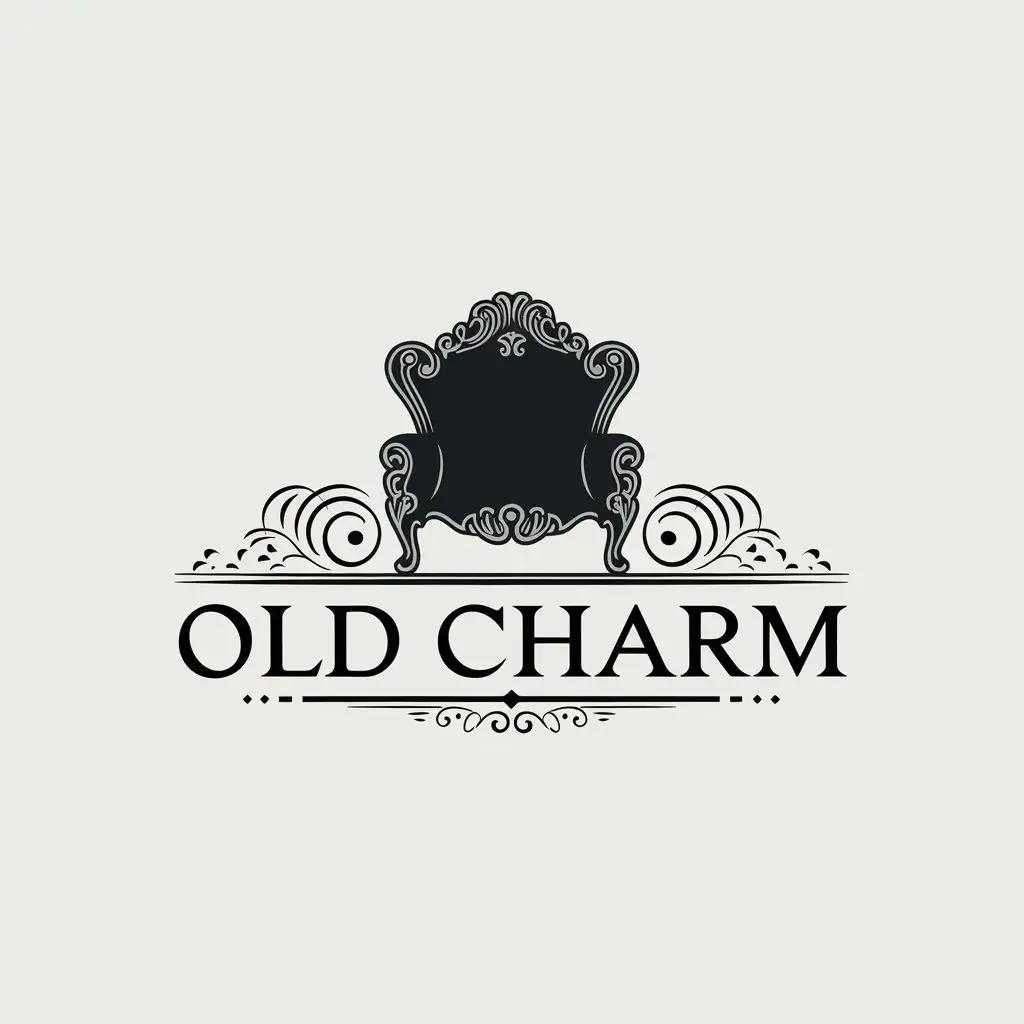 LOGO Design for Old Charm Vector Logo with Meuble Symbol and Clear Background