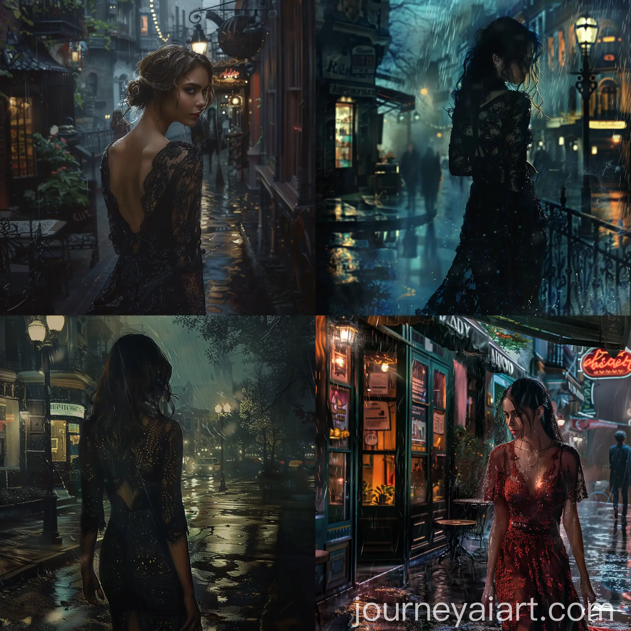 Noir-Style-Woman-Walking-in-Foggy-Night-Street