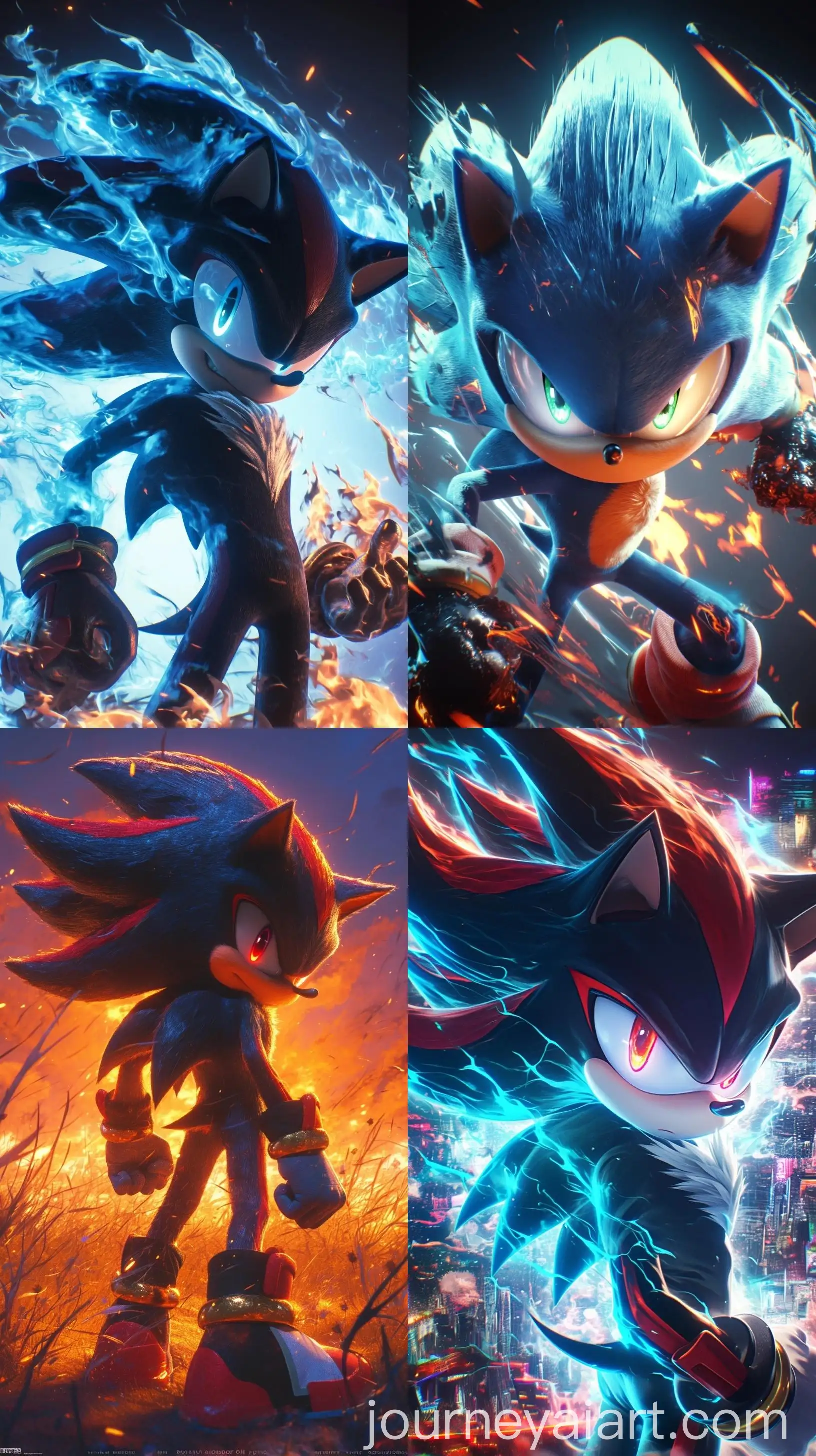 Intense-Side-Pose-of-Shadow-from-Sonic-the-Hedgehog-with-Black-Aura-and-Vivid-Colors
