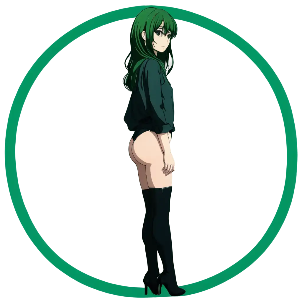 Anime-Booty-in-a-Green-Circle-PNG-Captivating-Digital-Artwork