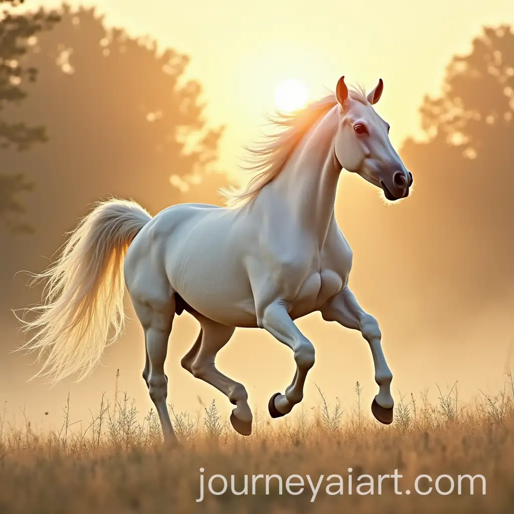 White-Running-Horse-Silhouetted-Against-a-Rising-Bright-Sun