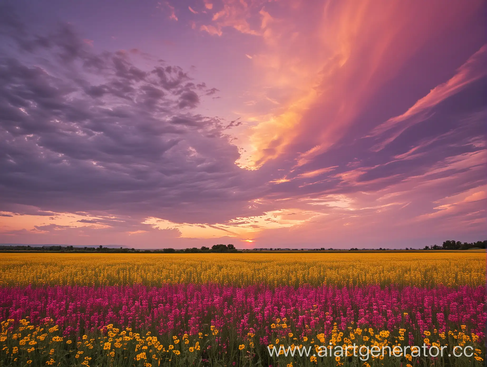 Vibrant-Yellow-Field-under-PurplePink-Sky