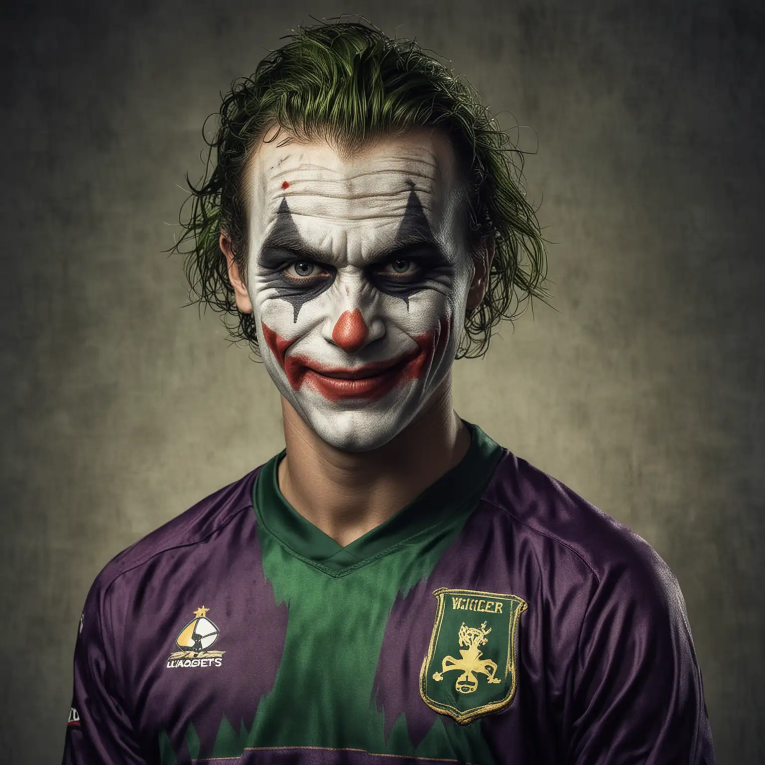 Portrait of a Soccer Player with Joker Makeup