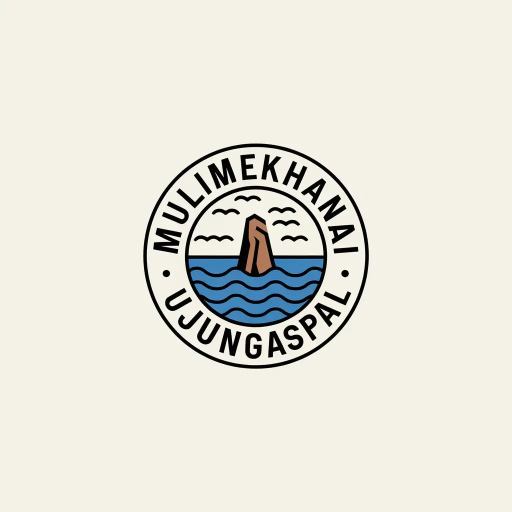 LOGO Design for MULIMEKHANAIUJUNGASPAL Circle with Rock and Ocean Theme