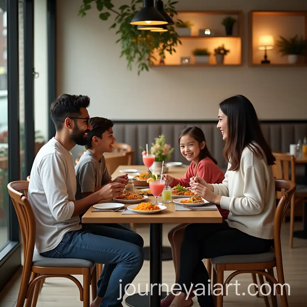 Family-Enjoying-a-Parents-Day-Celebration-at-a-Modern-Caf-with-Indian-Dishes