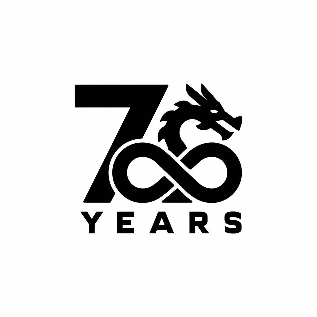 a vector logo design,with the text "7 years", main symbol:♾️bo  2024 dragon,Minimalistic,be used in Internet industry,clear background