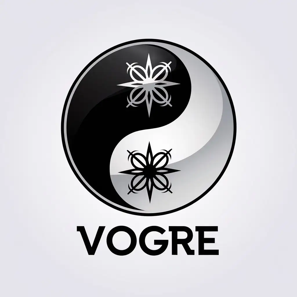 LOGO Design For VOGRE Minimalistic Black Circle with Gothic Yin Yang Symbol Retail Industry