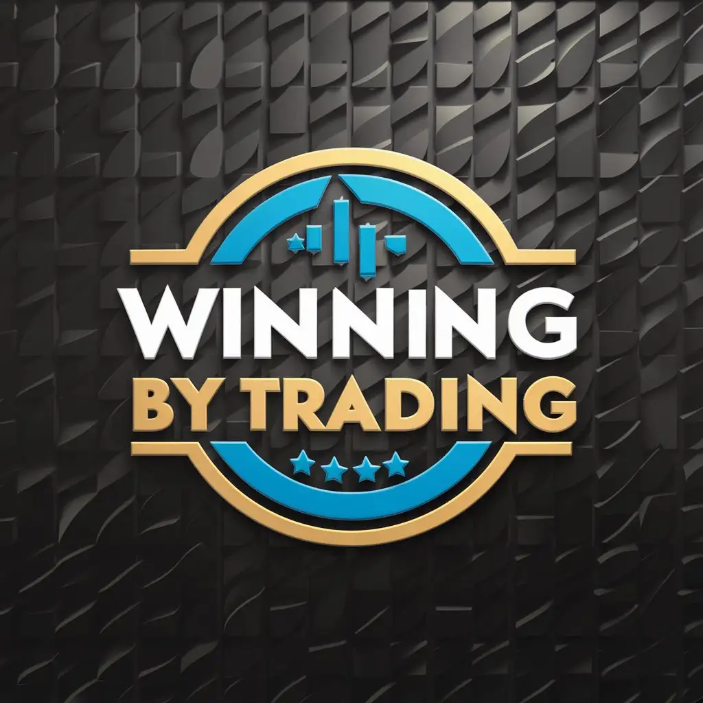 LOGO Design For Winning By Trading Modern US Stock Market Theme in Blue and Gold on Black Background