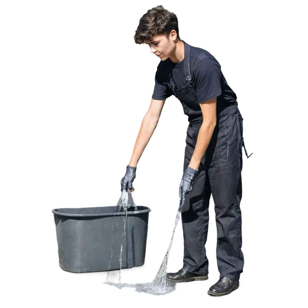 Young-Man-in-Black-Overalls-Washing-Cars-PNG-Image-for-Clear-and-HighQuality-Visuals