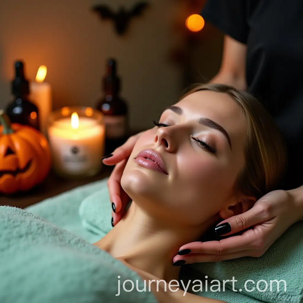Relaxing-Halloween-Spa-Facial-with-Scented-Candles-and-Mint-Towel