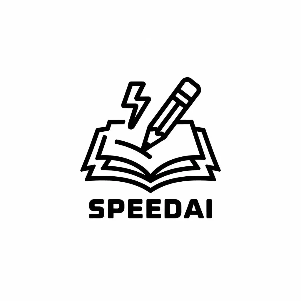 LOGO Design for SpeedAI Pencil Book Symbol for Internet Industry with Clear Background