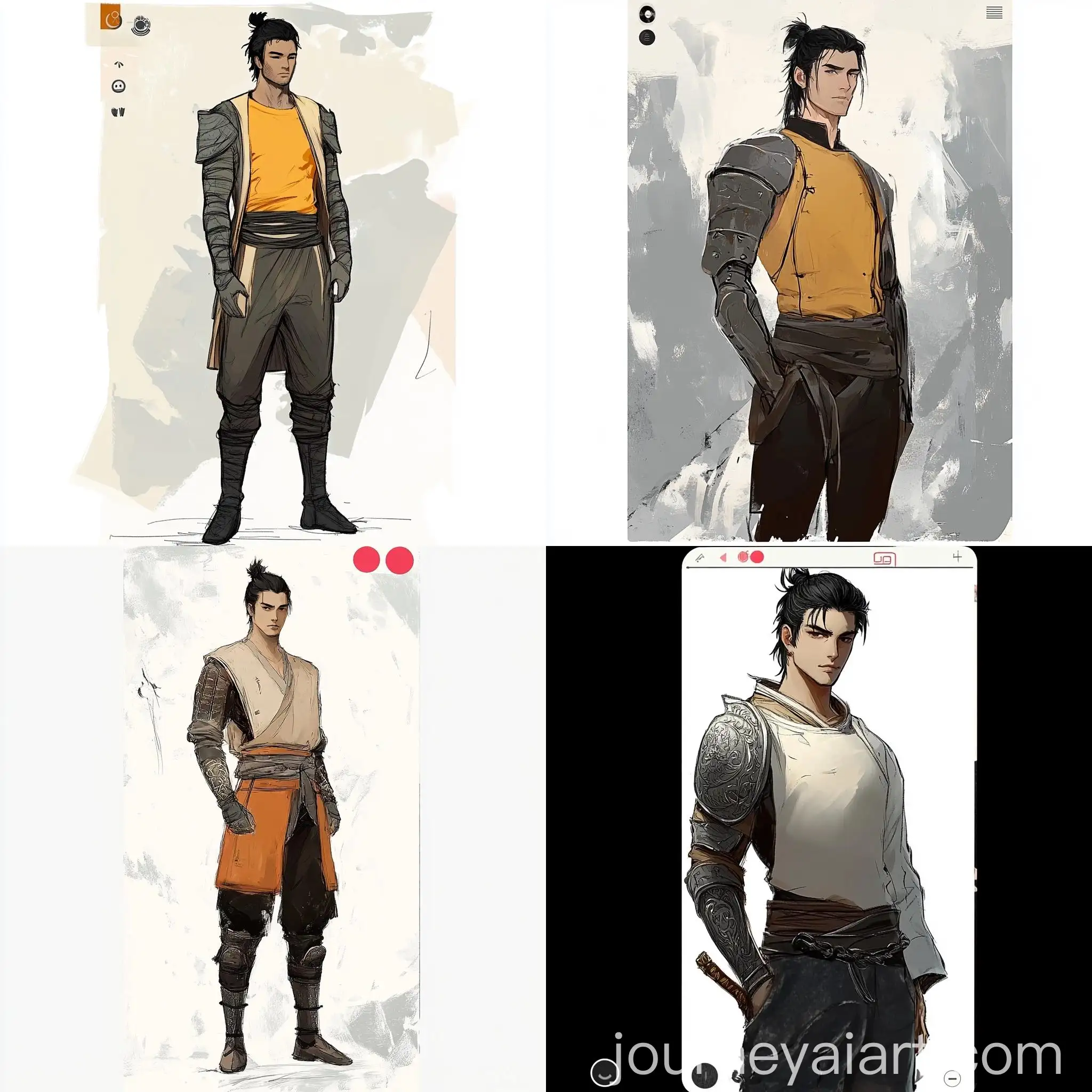 Male-Jujutsu-Sorcerer-in-Intricate-Armor-with-Black-Hair-and-Caramel-Skin