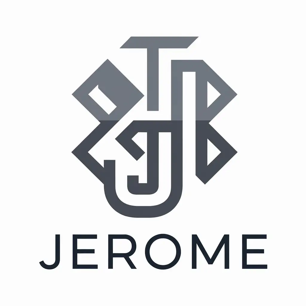 a vector logo design,with the text "Jerome", main symbol:de mou,complex,be used in Internet industry,clear background