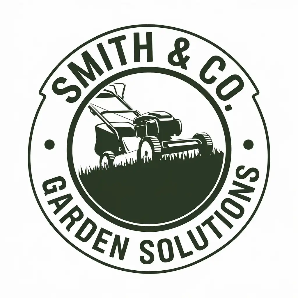 LOGO Design for Smith Co Garden Solutions Green Circle Lawn Mower Symbol with Moderate Style