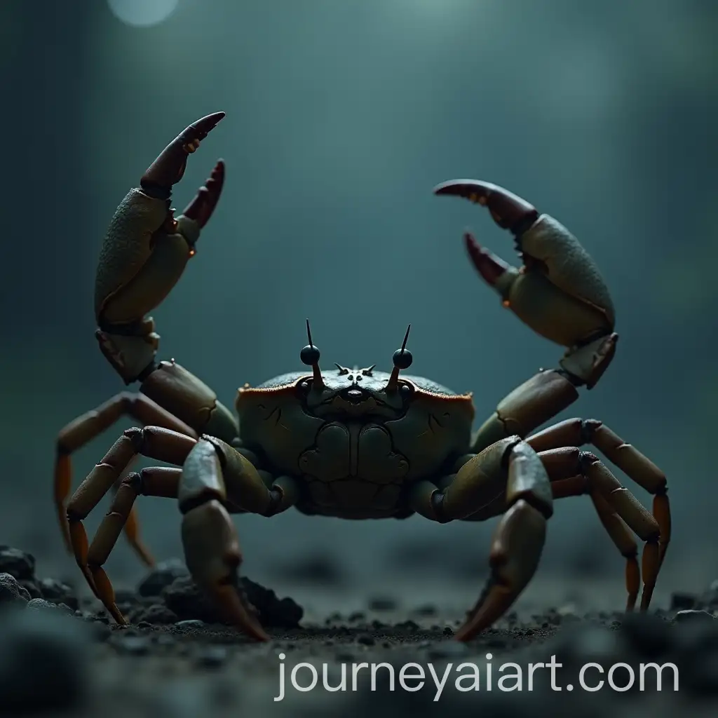 Cinematic-Monotone-Crab-with-One-Raised-Claw
