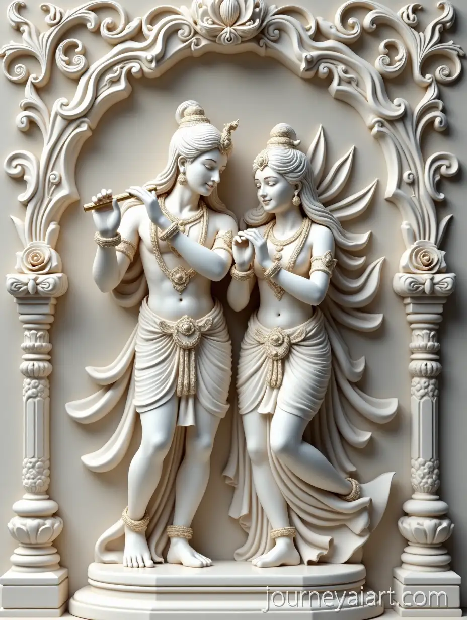 HighRelief-Marble-Sculpture-of-Radha-and-Krishna-in-Classical-Hindu-StyleRadha-and-Krishna-Sculpture-with-Gold-Accents