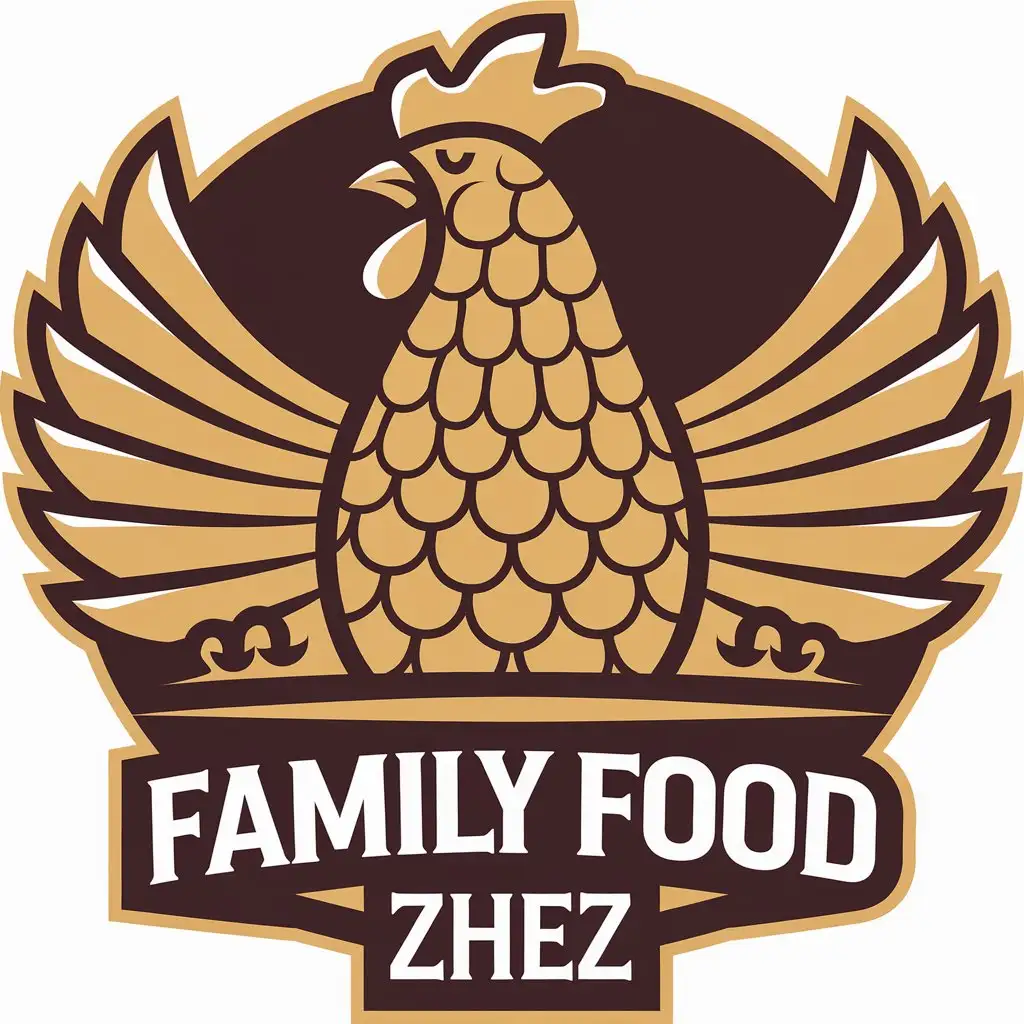 a vector logo design,with the text "family  food zhez", main symbol:chicken,complex,be used in Restaurant industry,clear background