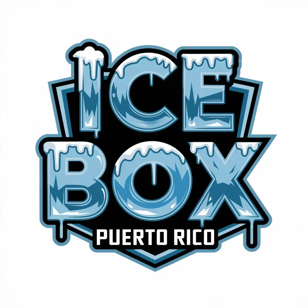 LOGO Design For Ice Box Modern Icy Theme with Frosty Textures and Shield Shape