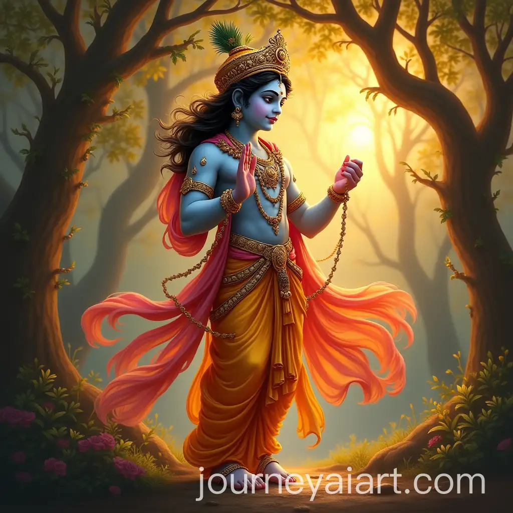 Divine-Radha-Krishna-with-Shining-Tree-Background
