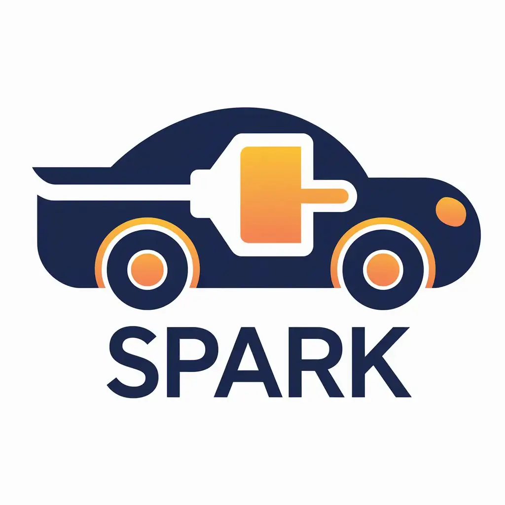 LOGO Design For SPark Vector Design with SPark Text and CarElectric Plug Symbol