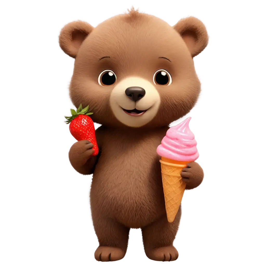 Adorable-Bear-Holding-Strawberry-Ice-Cream-PNG-Sweet-and-Playful-Illustration