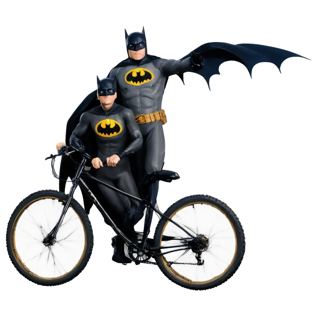 Batman-and-Robin-Ride-Bike-MTB-2D-PNG-Image-Dynamic-Duo-on-an-Adventure