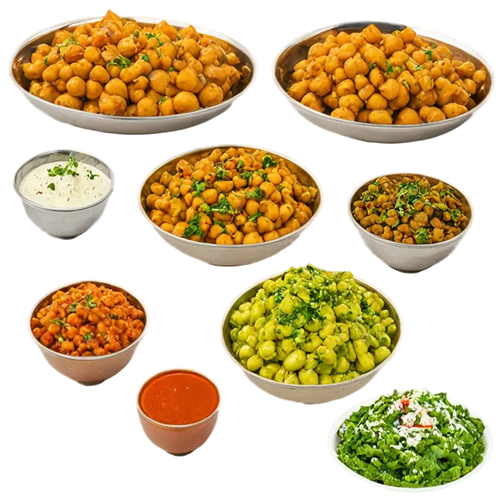 Chana-Chaat-Mix-Subzi-Raita-Chapati-PNG-Image-for-Culinary-Visuals-and-Food-Presentation