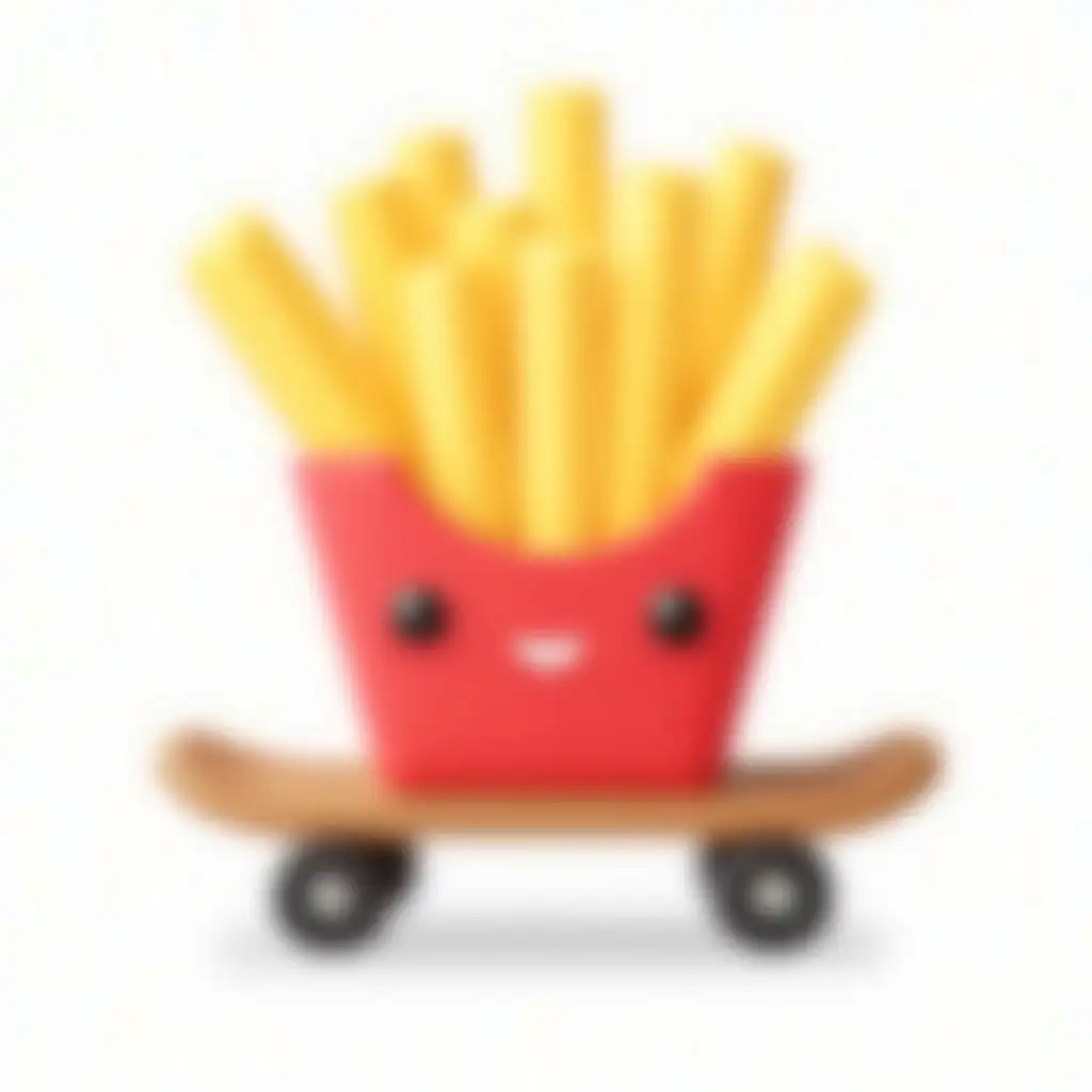 kawaii fries no skate bord with transparent background