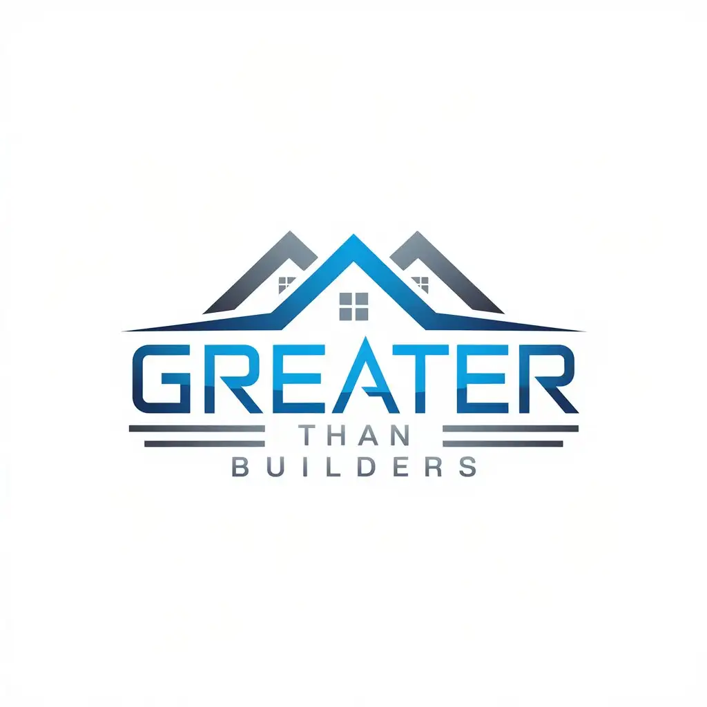 LOGO Design For Greater Than Builders Modern Blue Gray Geometric House Symbol