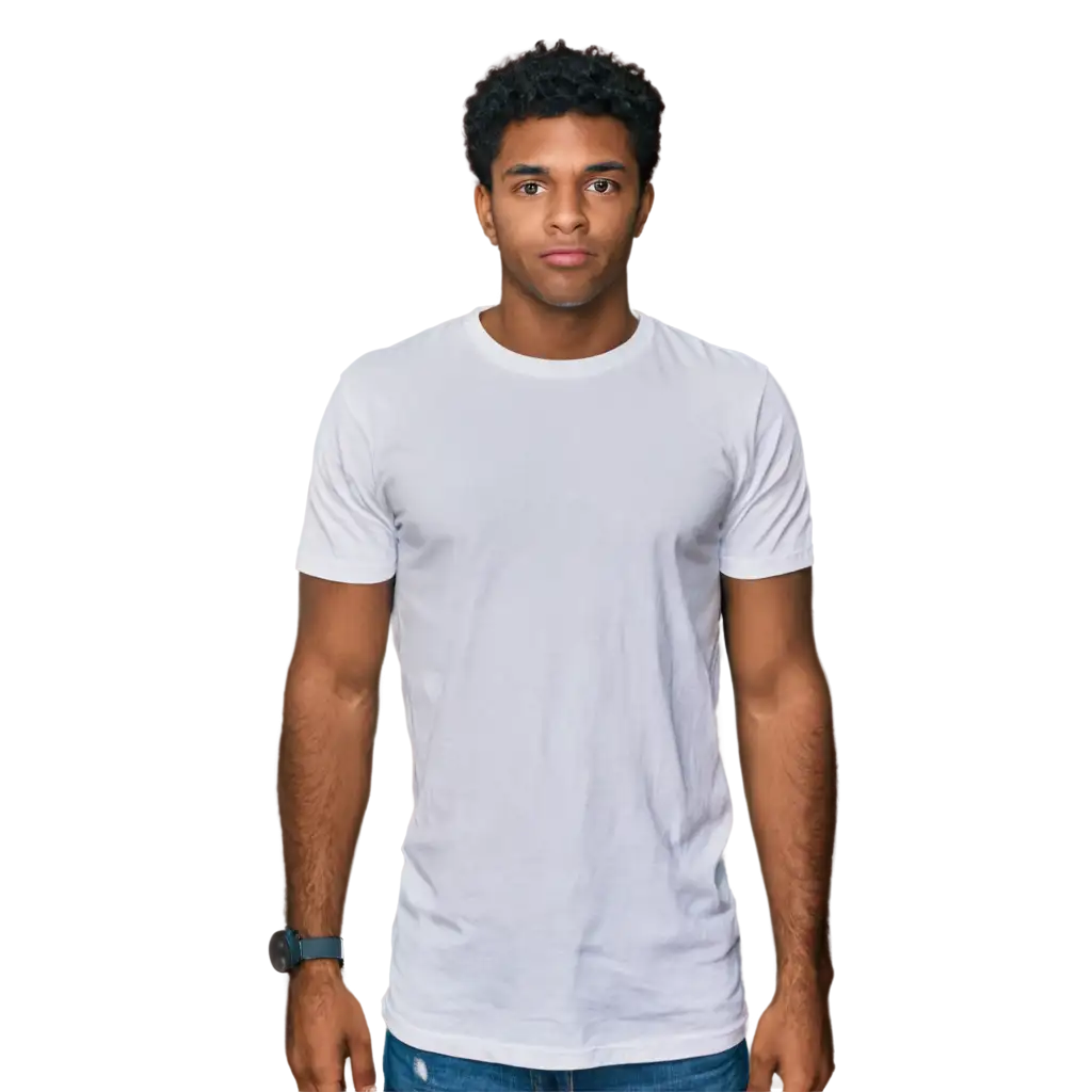 HighQuality-PNG-Image-of-AfroDescendant-Man-in-a-White-TShirt-Authentic-Representation-and-Versatile-Usability