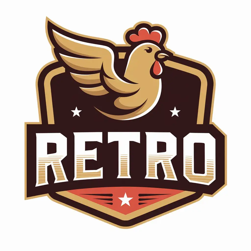 a vector logo design,with the text "RETRO", main symbol:Chicken with flying wings,Moderate,be used in Restaurant industry,clear background