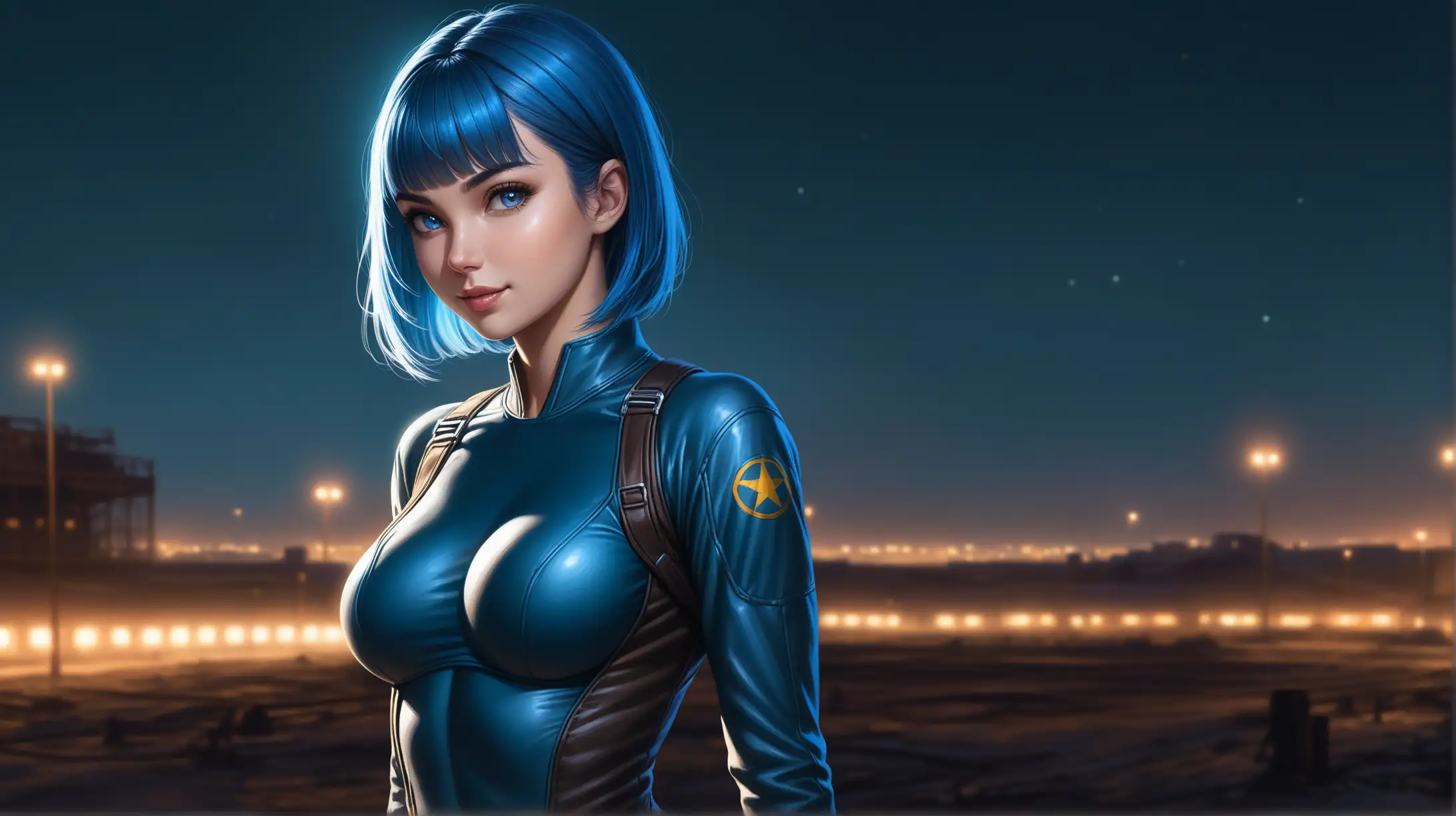 Seductive Night Portrait of Woman with FalloutInspired Outfit