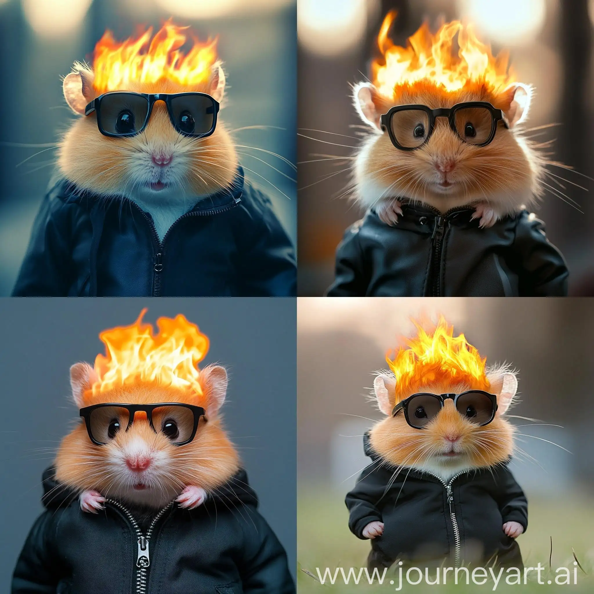 Funny-Hamster-with-Flaming-Hairstyle-Wearing-Jacket-and-Glasses