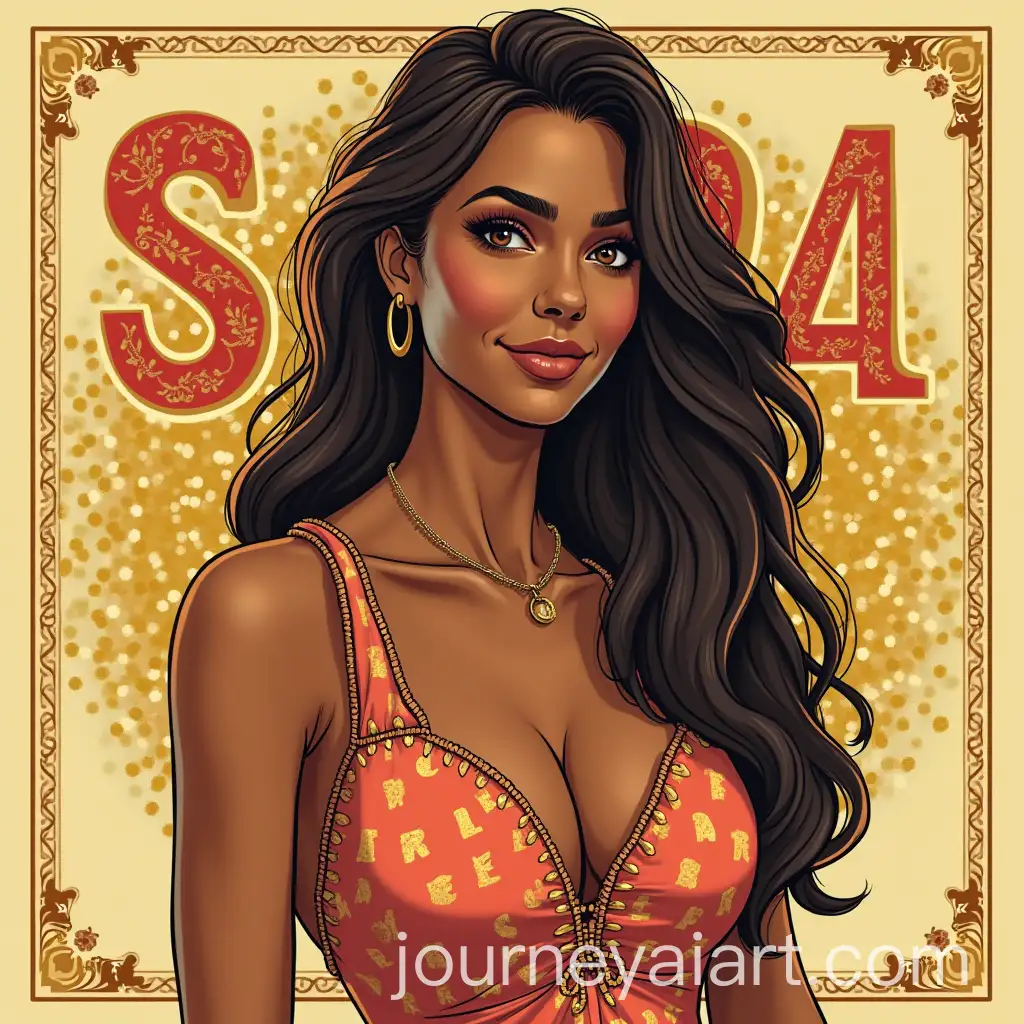 Digital-Illustration-of-Sara-in-Gold-Typography-with-Ferrero-Rocher-Packaging-Inspiration
