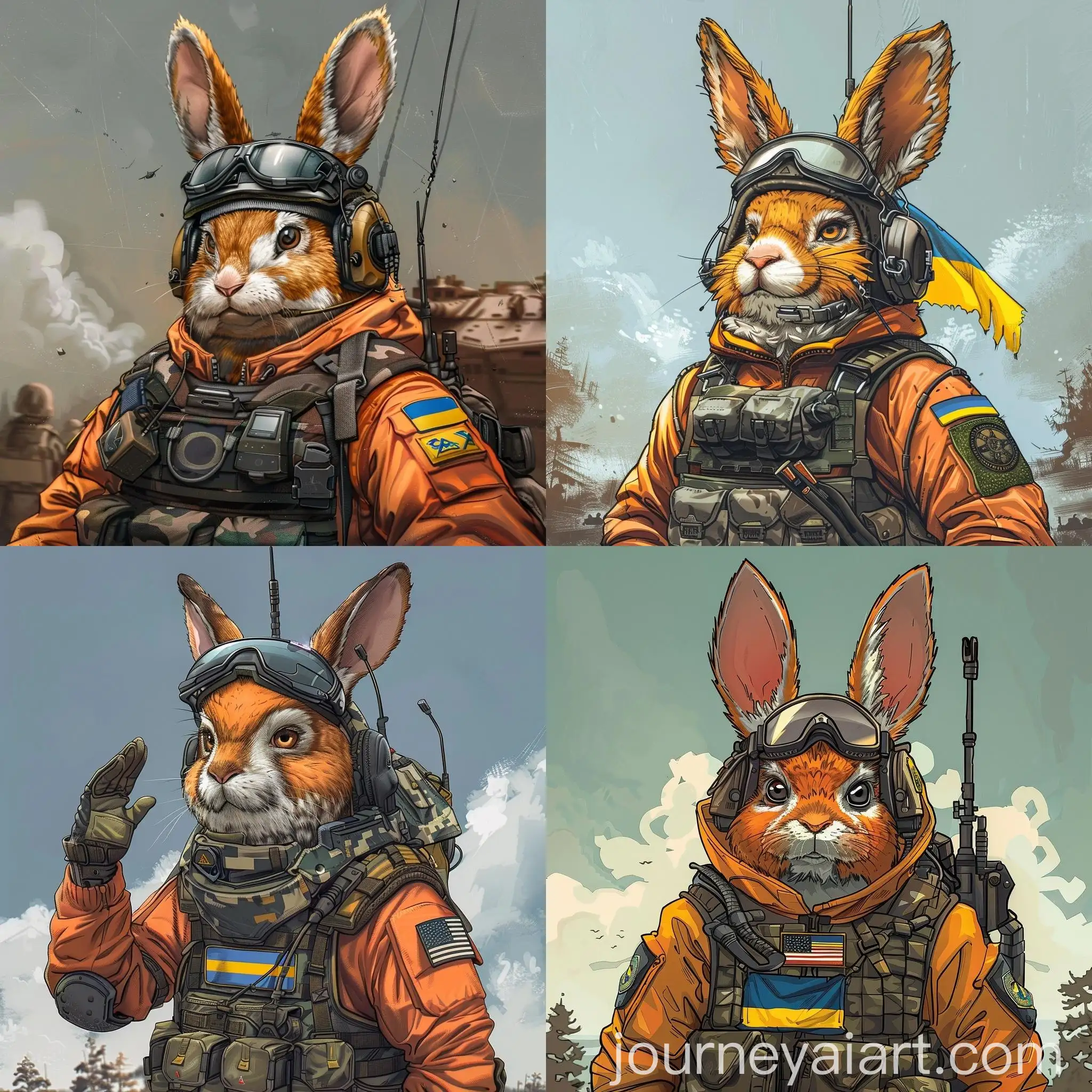 Muscular-Ukrainian-Rabbit-in-Ground-Forces-Military-Uniform-Saluting