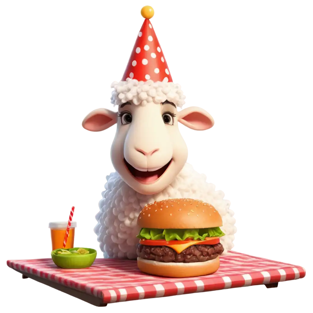 Cheerful-Eid-Sheep-Eating-Burger-PNG-Image-for-Joyful-Festive-Designs