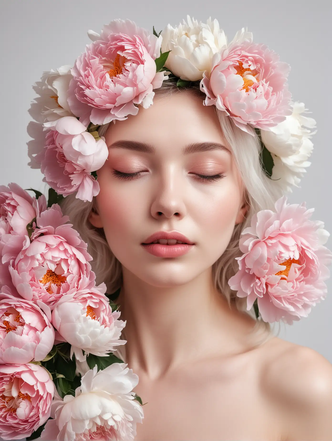 Woman-with-White-Skin-and-Flower-Crown-Peonies-and-Roses-Covering-Face