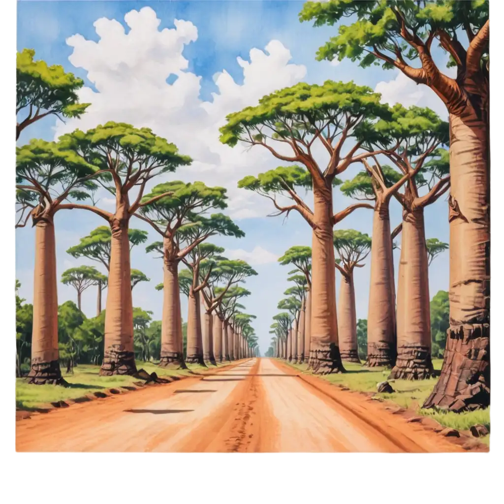 Stunning-PNG-Artwork-of-Avenue-of-the-Baobabs-Madagascar-A-Visual-Masterpiece