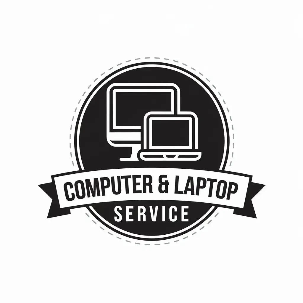 LOGO Design for Computer Laptop Service Modern Symbolic Representation on Clear Background