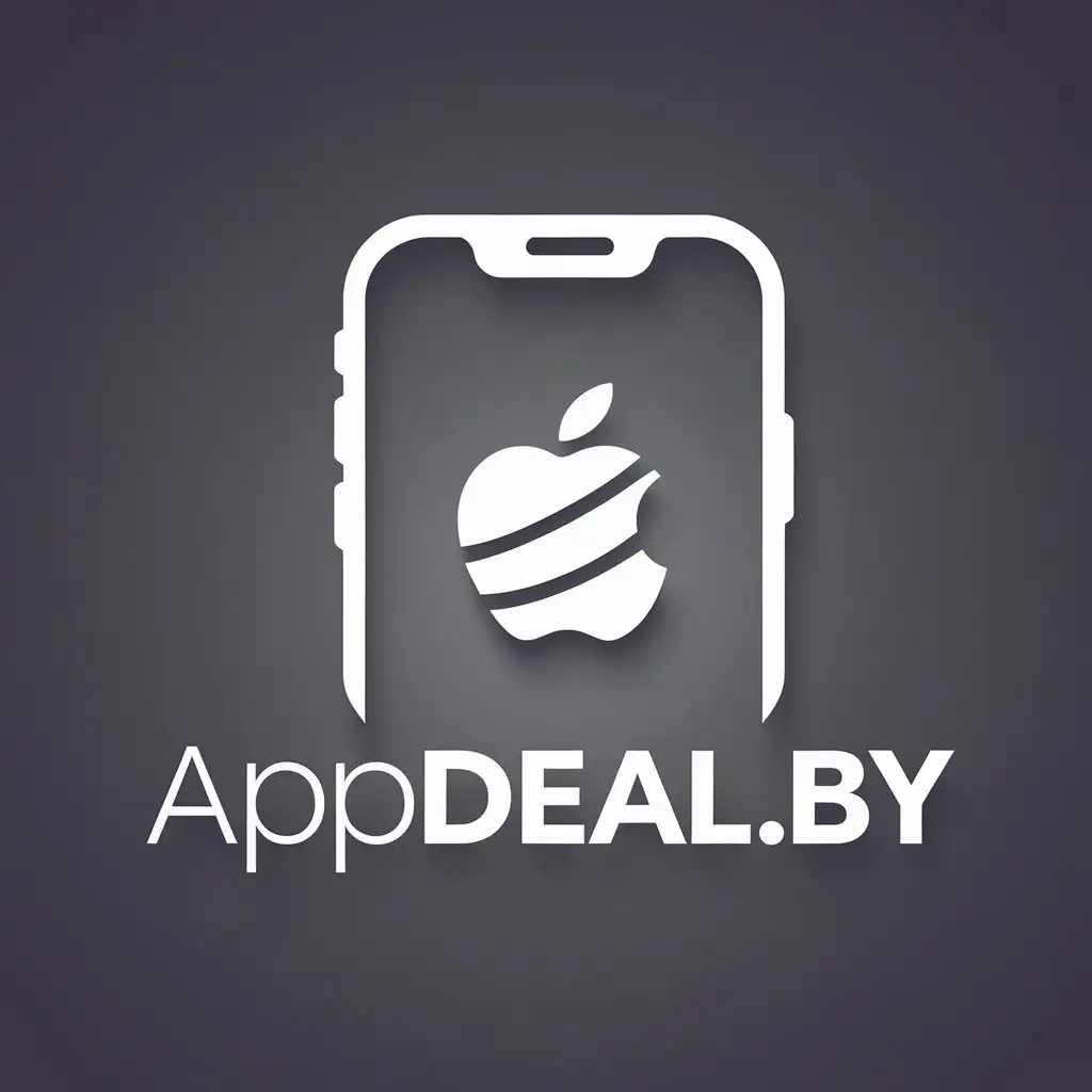 LOGO Design for AppDealby Minimalist iPhone and Apple Symbol on Silver Background