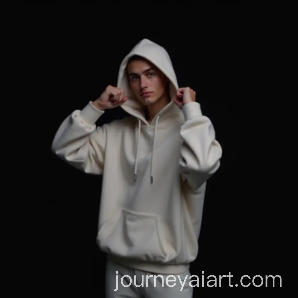 Model-Posing-in-Minimalist-Sweatshirt-and-Hat-on-Black-Background