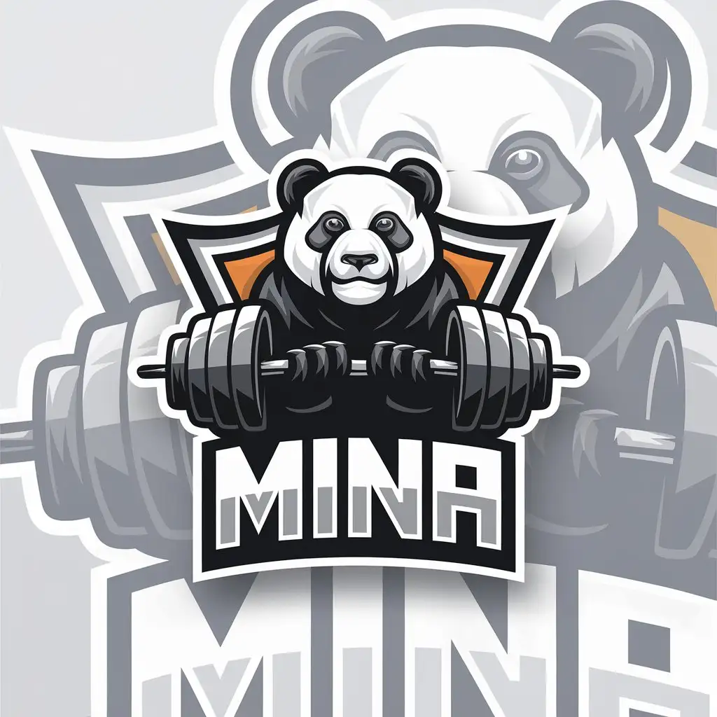 a vector logo design,with the text "Mina", main symbol:panda,complex,be used in Sports Fitness industry,clear background