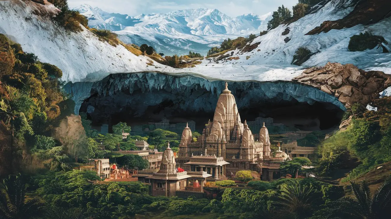 Hidden Ancient Indian City in Jungle within Snowy Mountain Cave