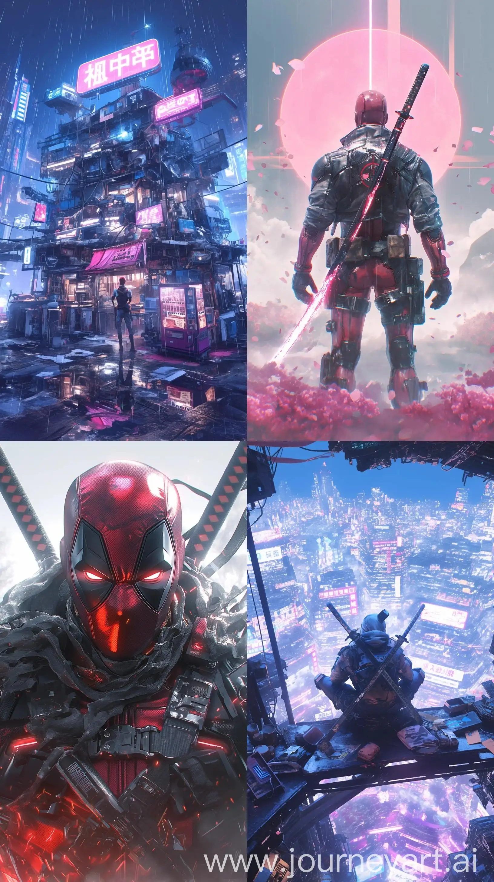 Cyberpunk-Deadpool-in-Neon-Sfumato-Atmosphere-with-Glowing-Runes