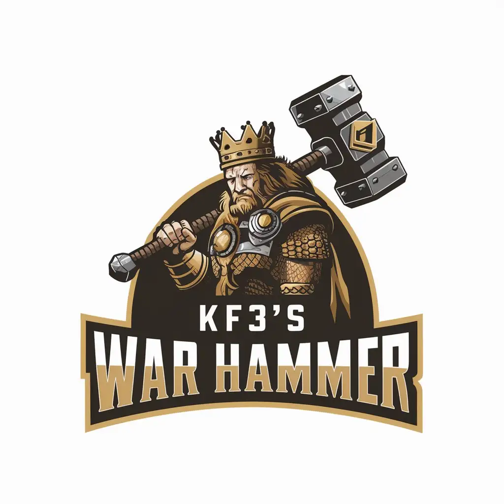 LOGO Design For KF3s War Hammer Warrior King with Crown and Massive Hammer